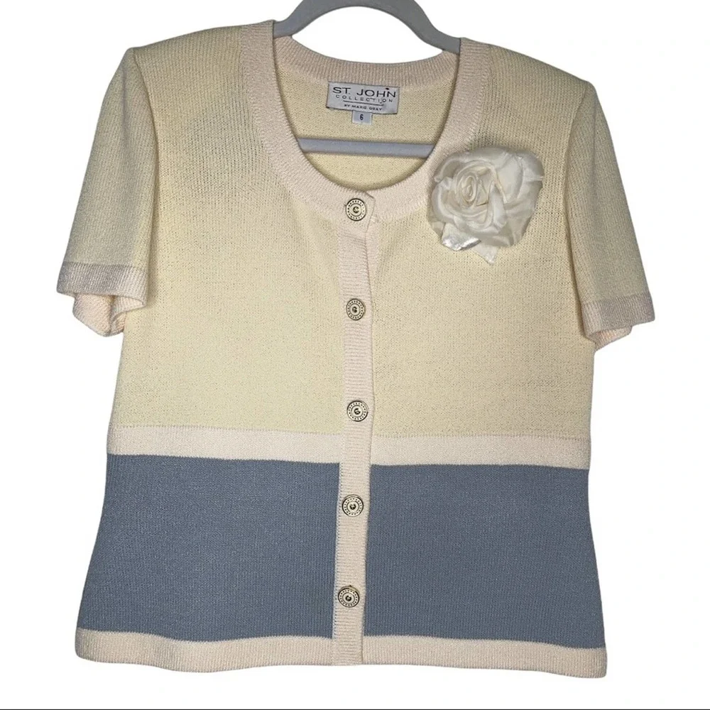 ST. JOHN by Marie Grey Santana Knit VINTAGE matching outfit sz 6! Skirt & button - Picture 11 of 11